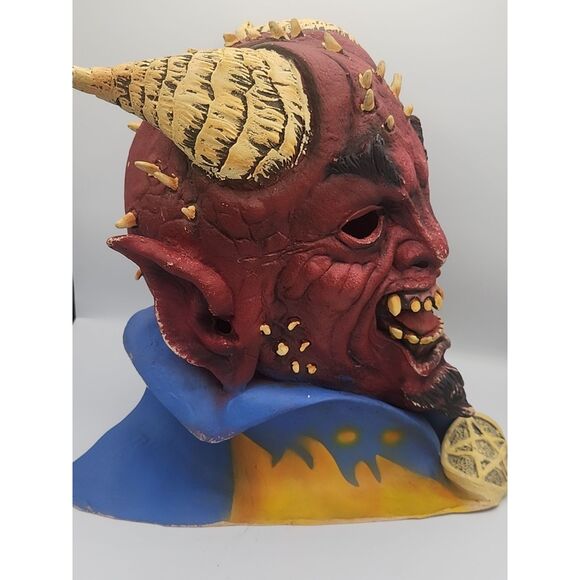 SATAN DEVIL HORNS 2005 Paper Magic Group Halloween Mask Full Head Rubber Latex - Picture 2 of 5